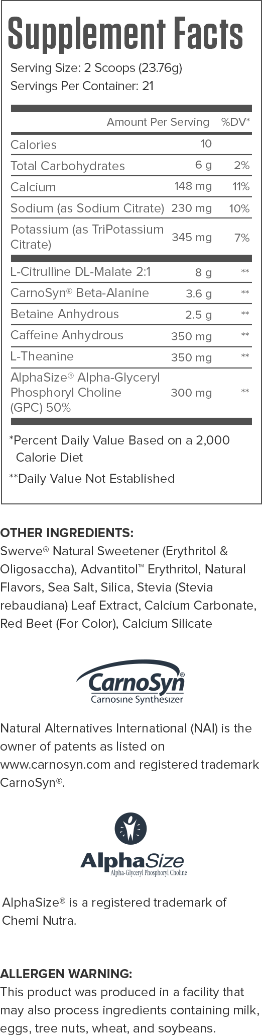 Pulse Fruit Punch Supplement Facts