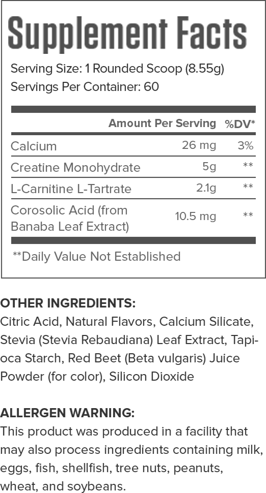 Recharge Fruit Punch Supplement Facts