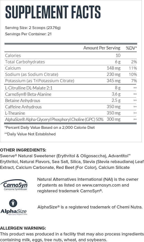 Pulse Fruit Punch Supplement Facts