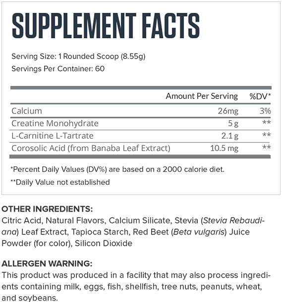 Recharge Fruit Punch Supplement Facts